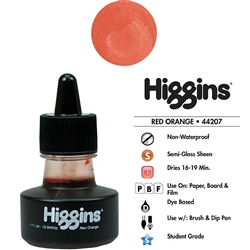 INK HIGGINS NON- WATERPROOF DYE BASED RED ORANGE 1oz 44207