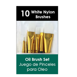 BRUSH SET SIMPLY ART 10PC WHITE NYLON HAIR -  ACRYLIC/WATERCOLOR/OIL  1021085
