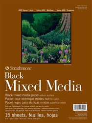 MIXED MEDIA BLACK PAD STRATHMORE 400 SERIES - 15SH 9X12 SM462-509