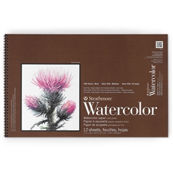 WATERCOLOR PAD STRATHMORE 12x18 INCH 12 SHEETS140LB-300GM SPIRAL 440-3
