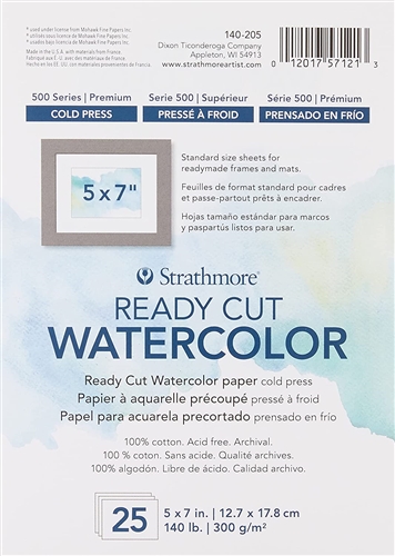 WATERCOLOR PAPER READY CUT 5x7 inches 140 LB-300gr COLD PRESS 25 SHEET PACK  140-205