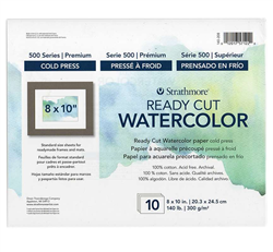 WATERCOLOR PAPER READY CUT 8x10 inches 140 LB-300gr COLD PRESSED 10 SHEET PACK 140-208