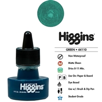 INK HIGGINS NON- WATERPROOF DYE BASED GREEN 1OZ 44110