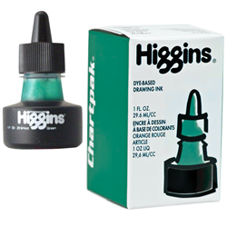 INK HIGGINS NON- WATERPROOF DYE BASED GREEN 1OZ 44110