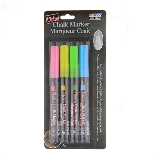 Broad Point Chalk Marker Fine Tip Set 4P, Pastel Colors, 4 Per