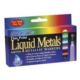 LIQUID METAL METALLIC MARKER SET 6 FINE POINT SG22-1507