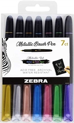 ZEBRA METALLIC BRUSH PEN SET  -7PC ZE01607