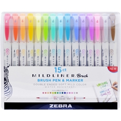 MILDLINER BRUSH PEN SET - 15PC ASSORTED COLORS ZE79115