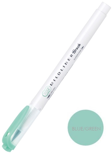 Zebra Mildliner Double Ended Brush Pen - Mild Blue Green