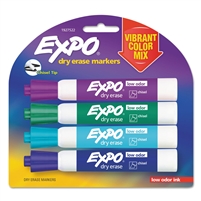 EXPO LOW ODOR DRY ERASE MARKERS - 4CT CHISEL NEW VIBRANT COLORS 1927522