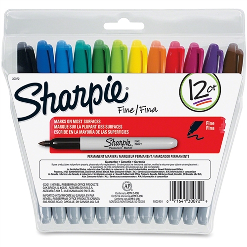 Sharpie Markers Set - 12-Color Assorted Fine Point Set 30072