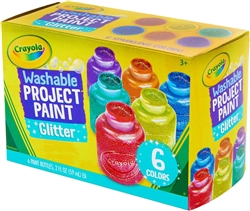 CRAYOLA WASHABLE TEMPERA SETS 6 GLITTER COLORS CX54-2400