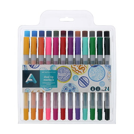AMERICAN CRAFTS 24 PIECE BRUSH MARKER SET 0.31 in. 8mm BRUSH TIP WATER  BASED NWT