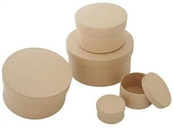PAPER MACHE ROUND BOX SET OF 5 MEDIUM BOXES MVPM06205