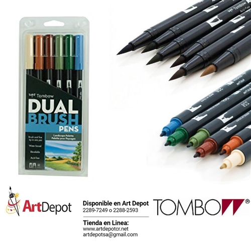 Tombow dual brush pen 6 Color landscape set (085014561648)