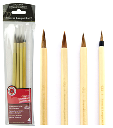 BRUSH SET 4pc BAMBOO CAMEL BROWN WATERCOLOR & INK  RYRSET-9149