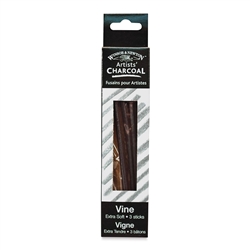 CHARCOAL VINE- EXTRA SOFT PACK OF 3 STICKS- WINSOR & NEWTON WN7005160