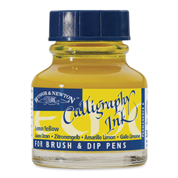 INK WINSOR LEMON YELLOW NON-WATERPROOF FOUNTAIN & DIP PEN 30ml WN1111345