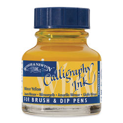 INK WINSOR YELLOW NON-WATERPROOF FOUNTAIN & DIP PEN 30ml WN1111730