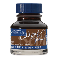 INK WINSOR SEPIA NON-WATERPROOF DIP PEN & BRUSH 30ml WN1111609