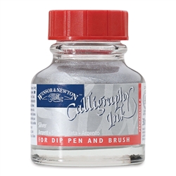 INK WINSOR METALLIC SILVER NON-WATERPROOF DIP PEN & BRUSH 30ml  WN1110617
