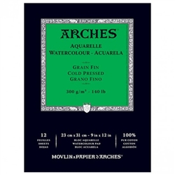 WATERCOLOR PAPER ARCHES PAD COLD PRESS 9x12 inches 140LB-300gr COTTON AP1795092