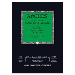 WATERCOLOR PAPER ARCHES PAD COLD PRESS 11.7x16.5 inches 140LB-300gr COTTON AP1795094