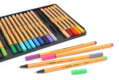 STABILO Point 88 Mini Fineliner Pens Set of 20 Vivid Colors 4mm Art Pens  Case