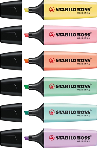 ✓ Stabilo Boss 70 Pastel Pack de 6 Feutres Fluo couleur en stock -  123CONSOMMABLES