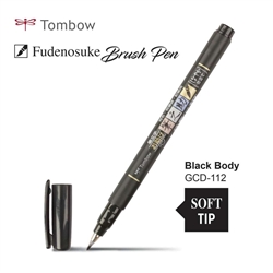 FUDENOSUKE BRUSH PEN SOFT TIP BLACK CARDED TB82039