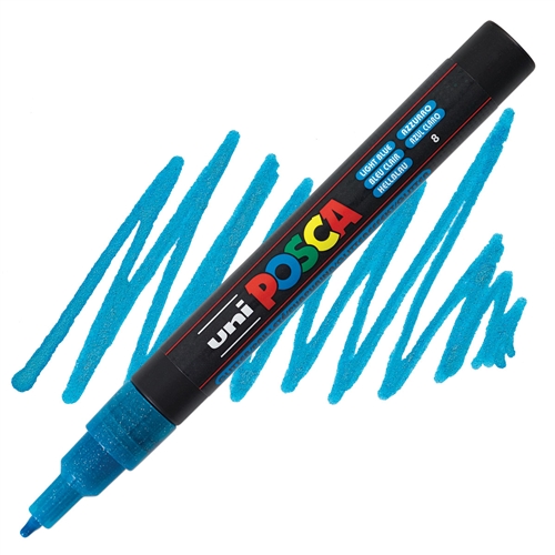 uni POSCA Paint Marker PC-3M Fine Bullet Tip - GLITTER Light Blue 