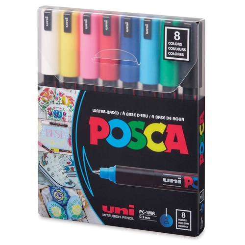 Posca Markers, Basic Colors Set of 8, Extra-Fine Tip