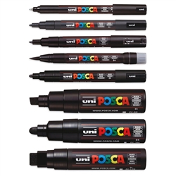 POSCA ACRYLIC PAINT MARKER SET ALL SIZES - SET 8 ALL BLACK PX302950000