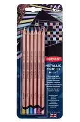 COLOR PENCIL SET DERWENT METALLIC 6 COLOR BRIGHTS TIN DE2305601