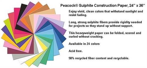 CONSTRUCTION PAPER SHEETS 24X36 PEACOCK P6524-5