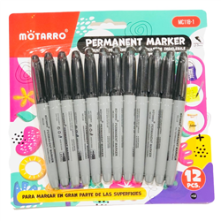 MOTARRO PERMANENT MARKER SET 12 BLACK 5737