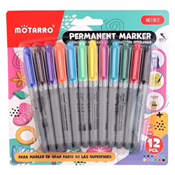 MOTARRO PERMANENT MARKER SET 12 ASSORTED COLORS 5738-MC118-2