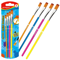 BRUSH SET 4 FLATS PLASTIC HANDLE KEYROAD KR972033