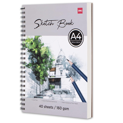 DRAWING PAD DELI A4 8.27x11.4 inches CREAM 40 SHEETS 160 grams C403