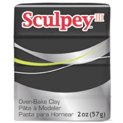 SCULPEY III  BLACK  POLYMER CLAY 2 onz- 57 grams SY042-disc