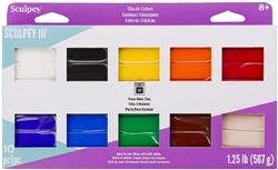 SCULPEY III SET 10 BASICS COLORS POLYMER CLAY 2 onz- 57 grams bars SYMP000-1
