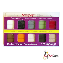 SCULPEY III SET 10 NATURAL COLORS POLYMER CLAY 2 onz- 57 grams bars SYMP300-1