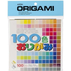ORIGAMI PAPER PACK 100 COLORS 100PK 5.9X5.9 INCHES AIM100C