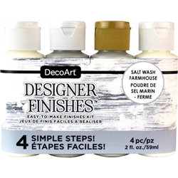 DecoArt Designer Finishes Acrylic Paint Pack 4/Pkg-Salt Wash Farmhouse - DPDASK571-B