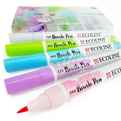 5-Color Red Ecoline Brush Pen Set