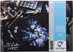 WATERCOLOR PAD VAN GOGH - BLACK PAPER 11.7x16.5 inches 12 Sheets 140LB-300gr COLD PRESS TN94170001
