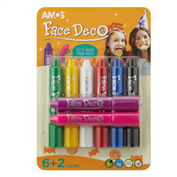 FACE PAINTSET 8 CRAYONS AMOS FD5B8