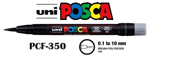 Marker Posca 0.1-10mm Brush Tip PCF-350 - Black