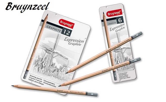 Bruynzeel Expression Graphite Drawing Sketching Tin Sets of 6 or 12 Pencils 